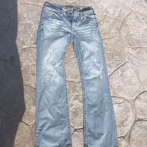 BKE Frayed patch jeans. 32/34